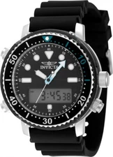 Invicta 48367 Men's 46mm Pro Diver DigiQuartz Black Dial & Silicone Strap Watch