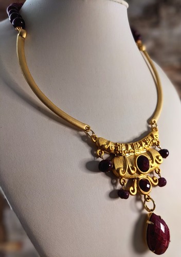 Red Reinassance Blood Red RUBY 25.08 Carats And Genuine Ruby Beads Necklace - Picture 3 of 10