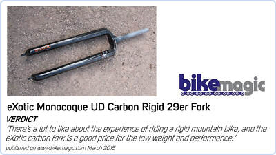 Forcella Mountain Bike Rigida In Carbonio EXotic - Per Ruota 26, Freno A Disco E V, Lunghezza 42,5 Cm, Nera