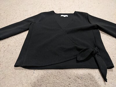 Madewell Texture And Thread Black Wrap Style Blouse Size S Ballet core 