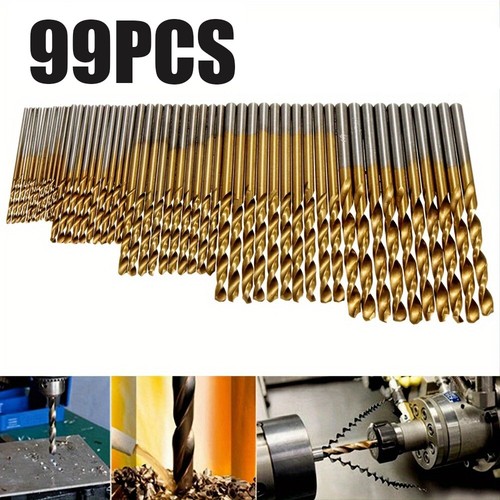 99Pcs Titanium Coated HSS Drill Bit Set 1.5-10mm for Wood Metal Kit with Case UK - Picture 4 of 13