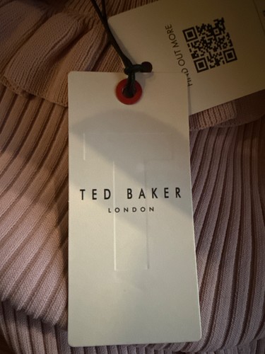 Top donna aderente Ted Baker dettaglio collo arricciato rosa, Katella taglia 0/US 2 nuovo - Foto 8 di 9