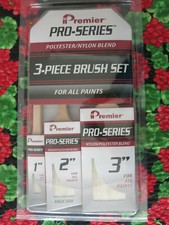 Premier Pro-Series 3 Piece Paint Brushs 1"  2" Sash,  3" Trim For All Paints
