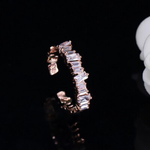 Authentic Baguette CZ Crystal Engagement Women Finger Accessories Anel Wedding Band Ring