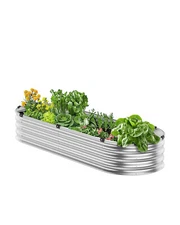 Metal Raised Garden Bed 4x2x1 ft Outdoor Galvanized Planter Box Silver