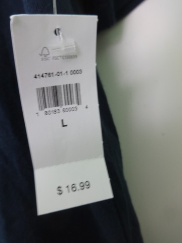 GAP MENS LARGE EVERYDAY TEE T-SHIRT SHORT SL COTTON NAVY BLUE NO POCKET NEW NWT - Picture 6 of 7