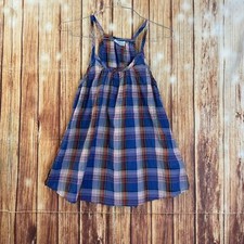 Love Mkn Girl  s Spaghetti Strap Plaid Blue A-Line Dress Size Large