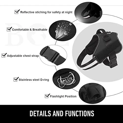 Dog Harness, No-Pull Reflective Dog Vest, Breathable Small (Pack of 1) Black