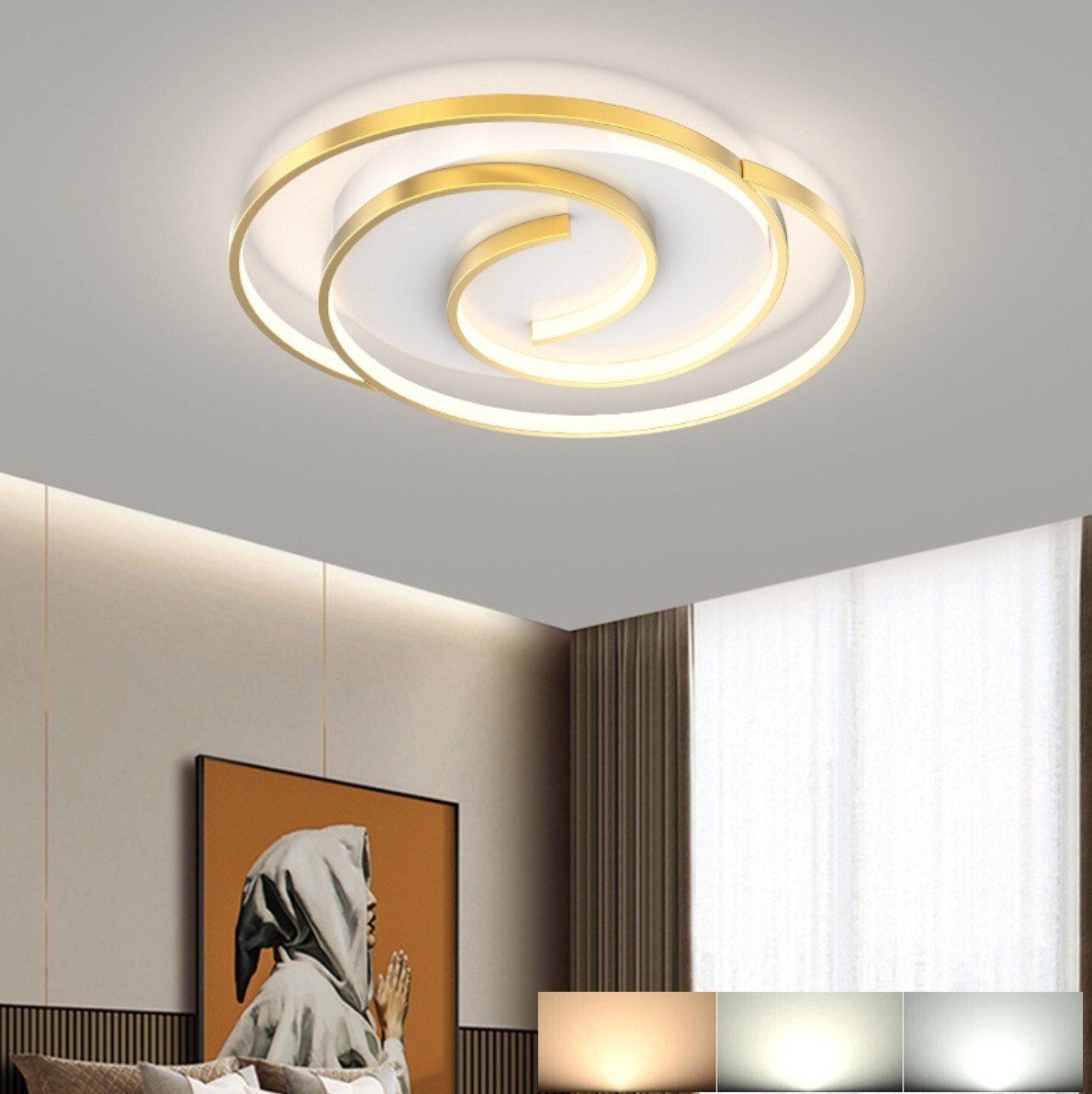 Plafoniera da Soffitto LED 45W Spirale Circolare Tecnologia CCT da Interno IP20