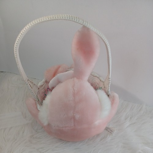 Cesta de Pascua Rosa Peluche Conejito Sobre Mimbre Cesta 1991 Unionsign Ltd LEER - Imagen 8 de 22