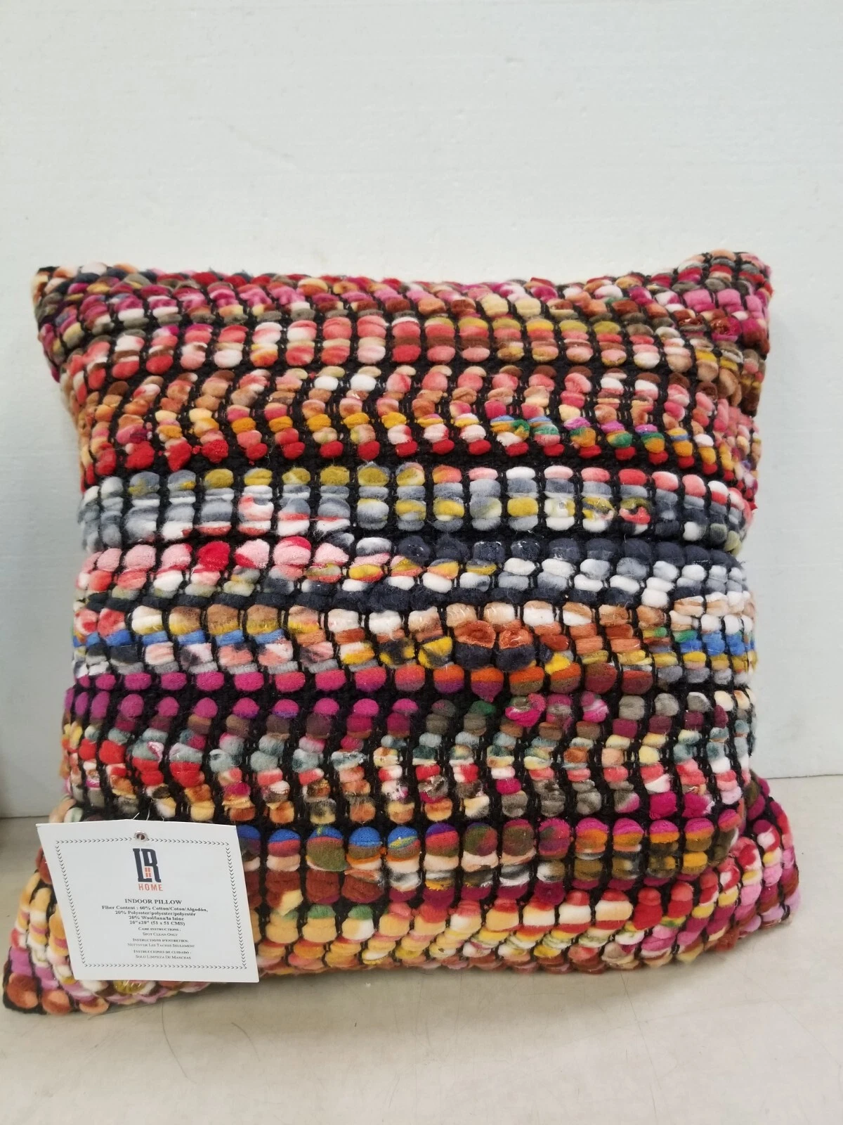 LR Home Multicolored Bohemian Geometric Square Throw Pillow 20 x 20