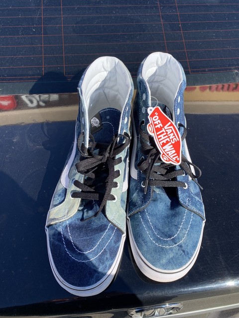 vans sk8 hi skate shoe acid denim