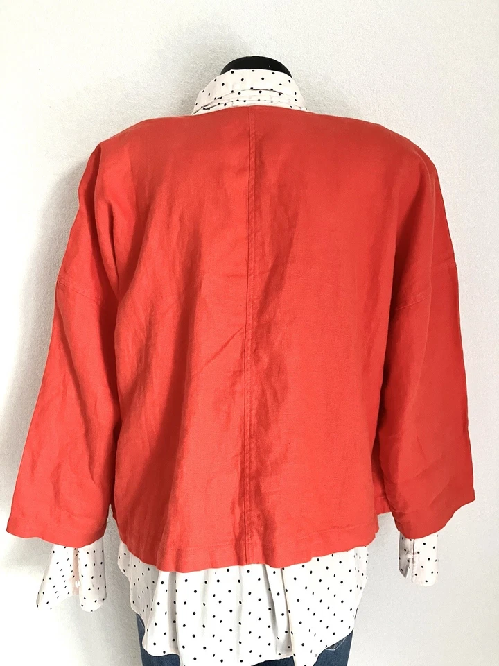 Womens EILEEN FISHER jacket BLAZER open stylish! Pockets! MEDIUM PETITE EUC! - Image 4 of 4