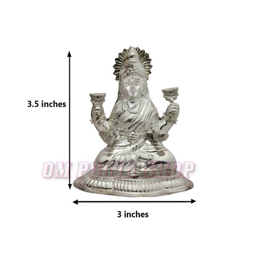 Pure Silver 925 Indian Handmade Laxmi Lakshmi Statue Idol Om Pooja Shop - Picture 5 of 5