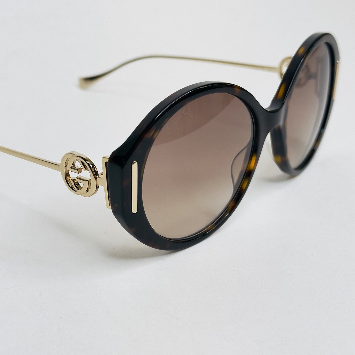 GUCCI 1202 Brown Havana Gold Metal 003 Oversized Sunglasses