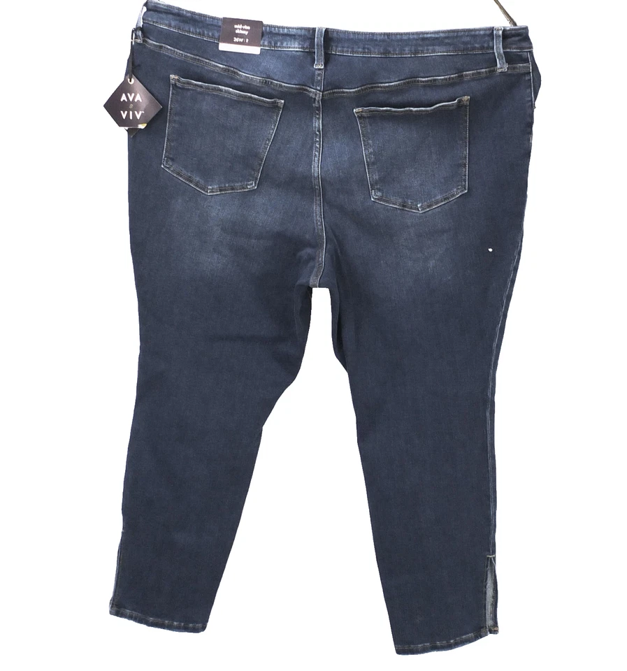 NWT AVA & VIV Blue Plus Size 26W Jeans Mid-Rise Skinny Tummy Control Stretch - Image 4 of 4