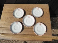 WW1 / WW2 period Red Cross marked Saucers x 5 ( no cups)- Dunn Bennett & Co.  (C