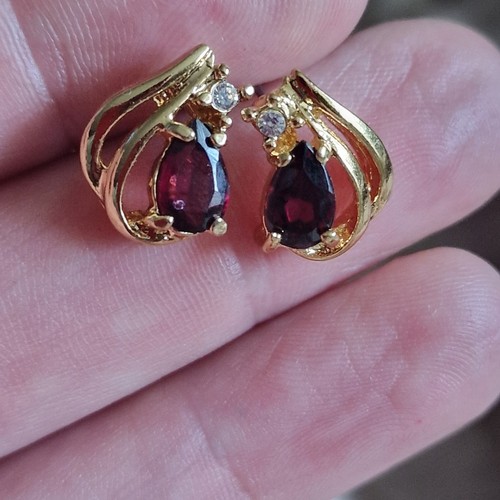 Collana e orecchini pendenti in lega di oro 10 kt granato rodolite cista trasparente set 3 - Foto 18 di 24