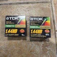  2 TDK 3.5in 1.44MB IBM Formatted High Density Floppy Disks 10 Pack New Sealed
