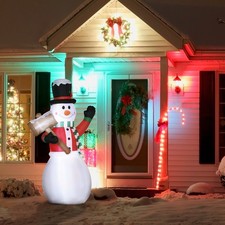 Outsunny 180 cm Aufblasbarer Schneemann mit Schild Weihnachtsdeko mit LED-Licht