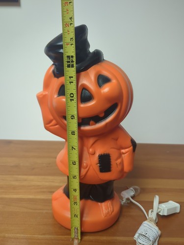 Halloween Pumpkin Blow Mold Tabletop Decor 14” Tall Plastic Jack-o'-lantern Hat - Picture 4 of 24