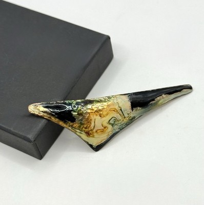 Vintage Designer Brosche Emaille abstrakt modern Kunst Unikat signiert