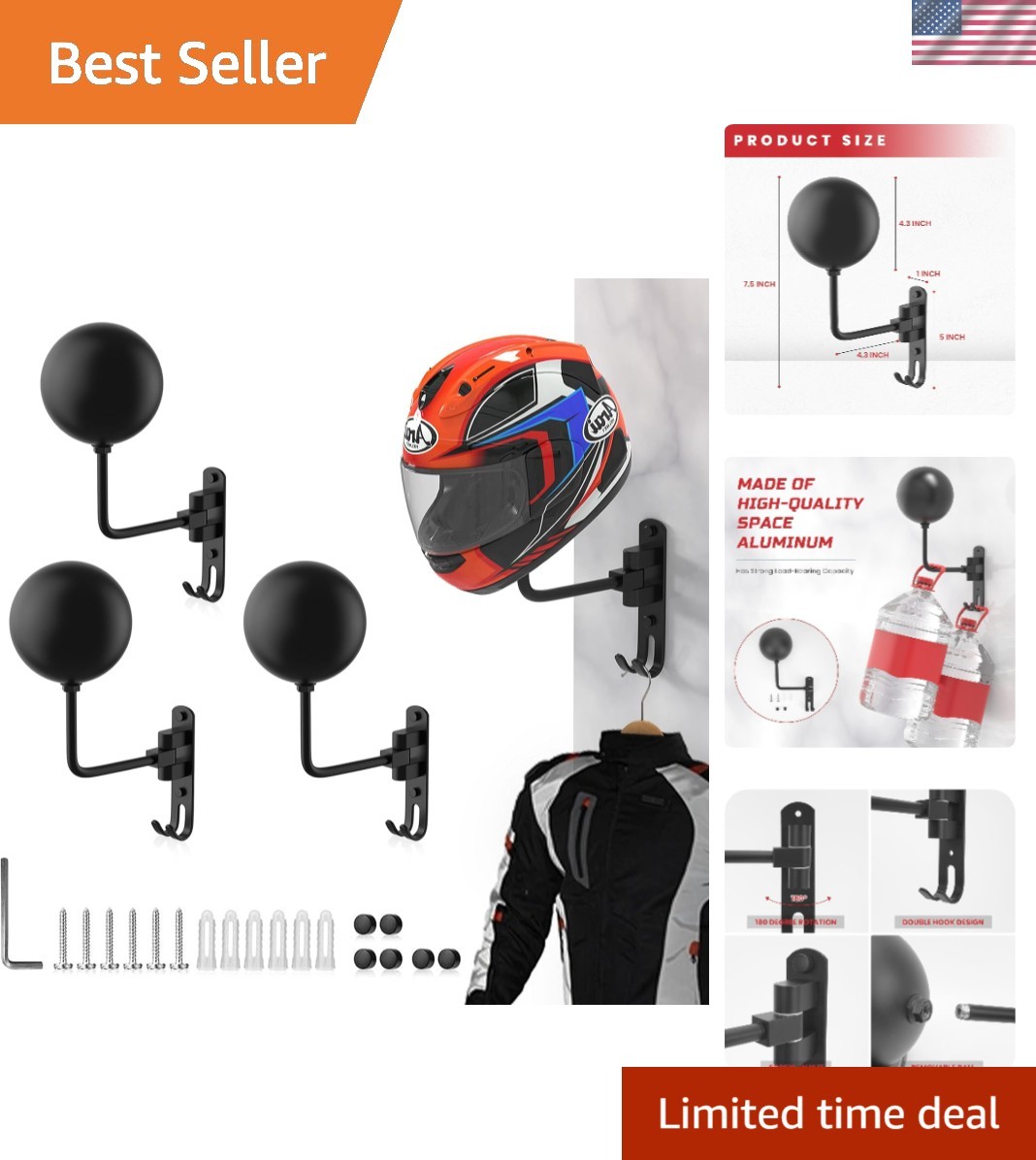 Multi-Functional Helmet Rack with Dual Hooks - Perfect for H