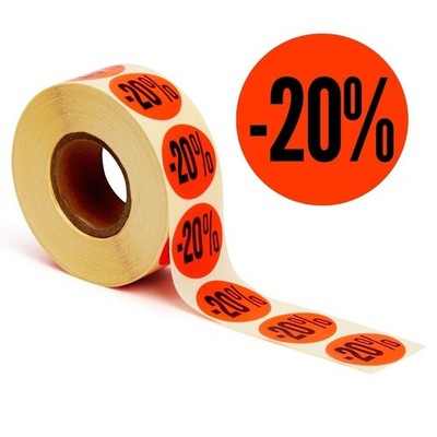 Werbeetiketten ''-20%'' I Sticker für reduzierte Ware