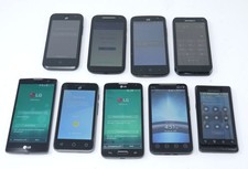 Lot of 9 Various Smaller Sized Smartphones - For Parts - Moto / HTC / LG