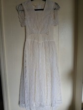 80s Gunne Sax Jessica McClintock Dress Victorian Romantic Ivory Lace Sz 3