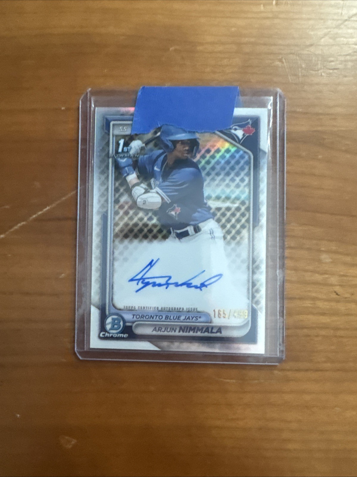 2024 Bowman Arjun Nimmala Chrome Auto Refractor 1st #/499 Blue Jays