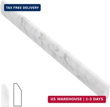 Carrara White 4/5" X 12" Marble Pencil Liner Tile, Edge Trim Molding for Shower