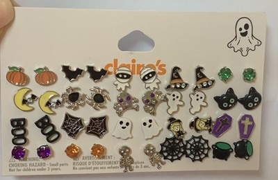 Claire's Halloween Earrings Set of 20 New on Card, Super Cute