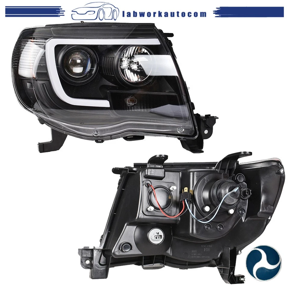 For Toyota Tacoma 2005-2009-11 L+R Headlights+Front Bumper Hood Grille Kit Black Foto 3 de 4