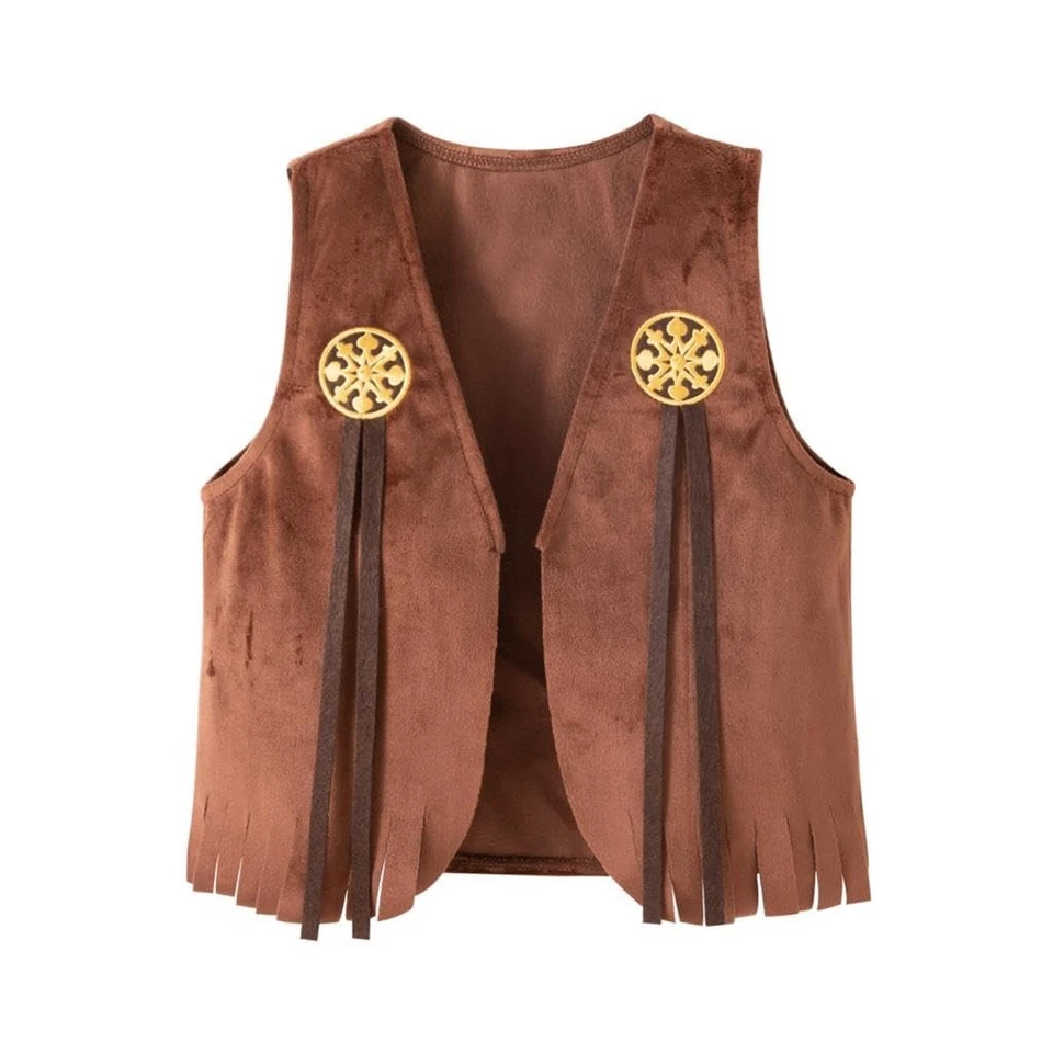 Niñas Pequeñas Vestido Disfraz Vaquera Occidental con Chaleco y Sombrero, Talla 4T-5T Foto 2 de 4