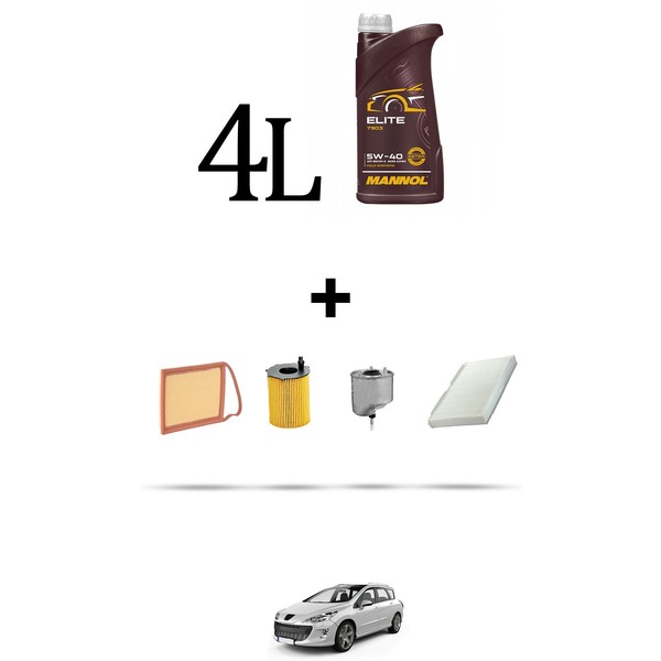 Hoffcar Servicekit 4 Filter Und 4L ÖL FüR Peugeot 308 1.6 Hdi 68Kw Ab 2010-image