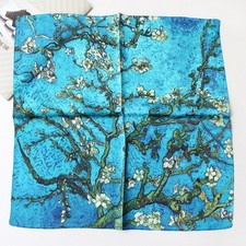   Oil Painting Apricot Tree 100 Mulberry Silk Shawl Scarf Necktie Kerchief 21"