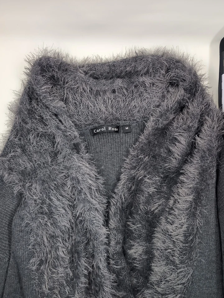 Suéter Carol Rose Vintage Y2K Negro Cuello Imitación Piel Manga Larga Talla Med Foto 3 de 4