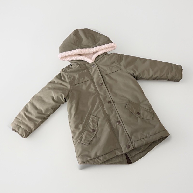 Old Navy Olive Puffer Jacket 4T with Hood 