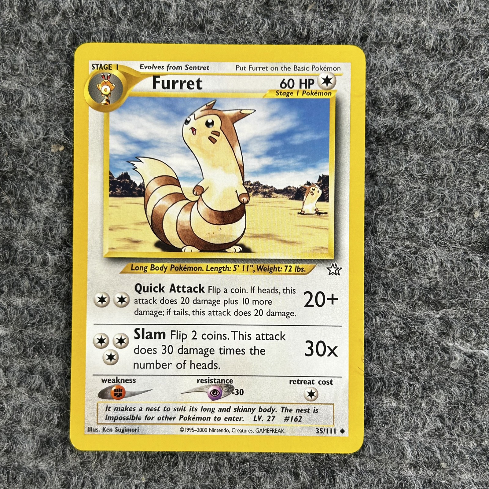 Vintage  Pokemon Neo Genesis Furret 35/111 Uncommon  Trading Card LP