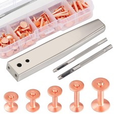 Notgia 50Sets Copper Rivets Assorted Leather Rivet Kit for Red