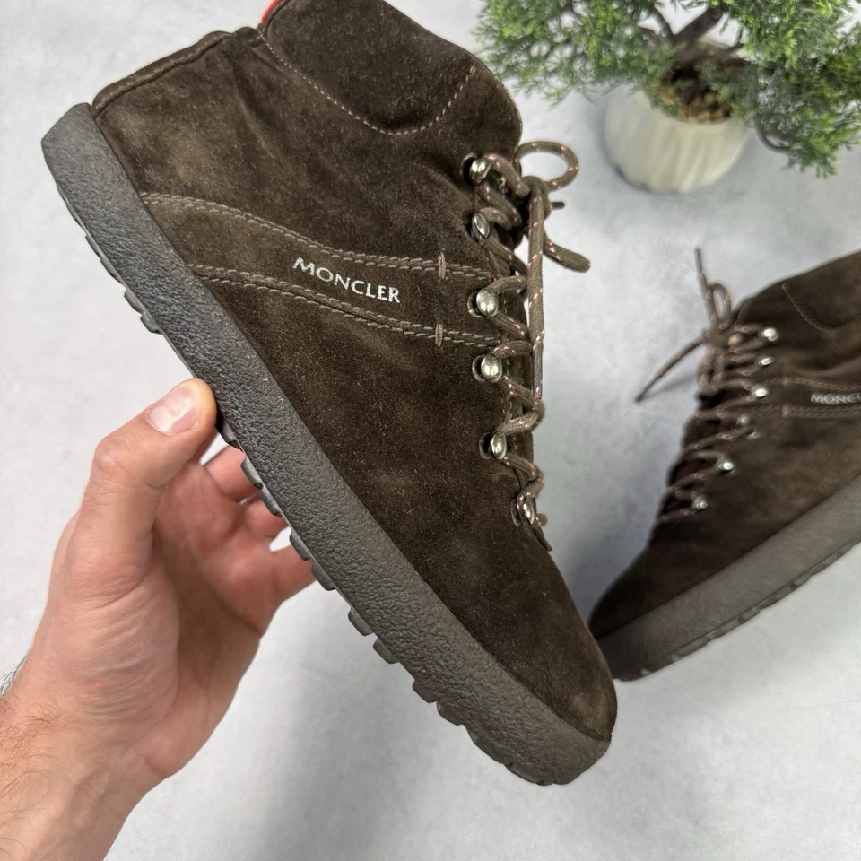 Moncler Hombres Marrón Alto Gamuza Bota Talla 42 EE. UU. 9 Foto 3 de 4
