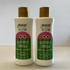 2 X RAW Sugar Kids Watermelon Lemonade Bubble Bath Body Wash 3 fl oz each
