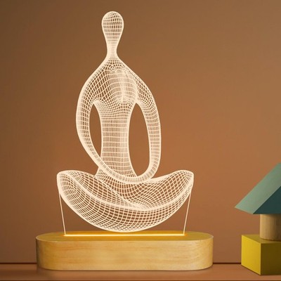 Lightzz Yoga Night Light - 3D Optical Illusion Yoga Pose Lamp Studio Decor