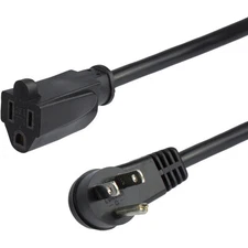 3ft Black Right Angle Power Extension Cord NEMA 5-15P 16AWG 125V 13A