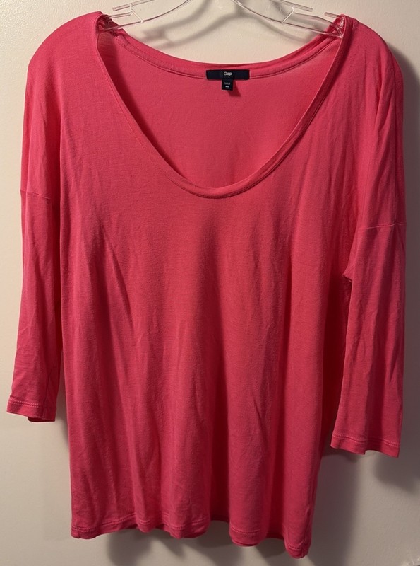 Gap Women’s 3/4 Sleeve Scoop Neck Top in Hot Pink Size XS