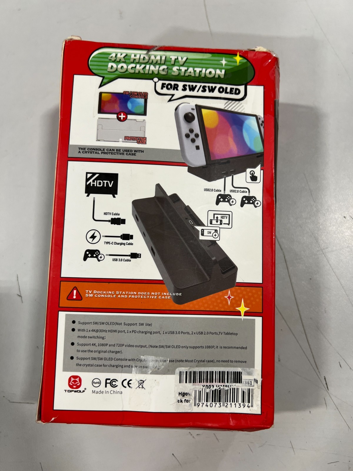 4K HDMI Adapter Charger SIWIQU TV Docking Station for Nintendo Switch 1/OLED