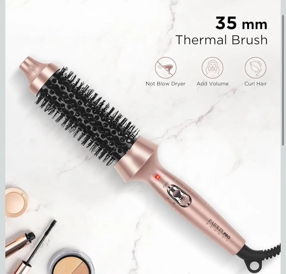 Thermal Heated Round Hot Brush Ionic Curling Iron For Shinier & Smoother Curls - Image 4 of 4