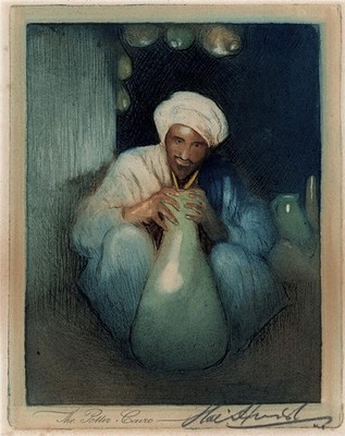 Hal Hurst RBA RI (1865-1938) - Signierte Radierung - The Potter, Kairo Ägypten