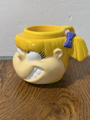 Vintage 90s Rugrats Angelica Pickles Kids Cup Mug 3D Face Viacom 1997 Applause
